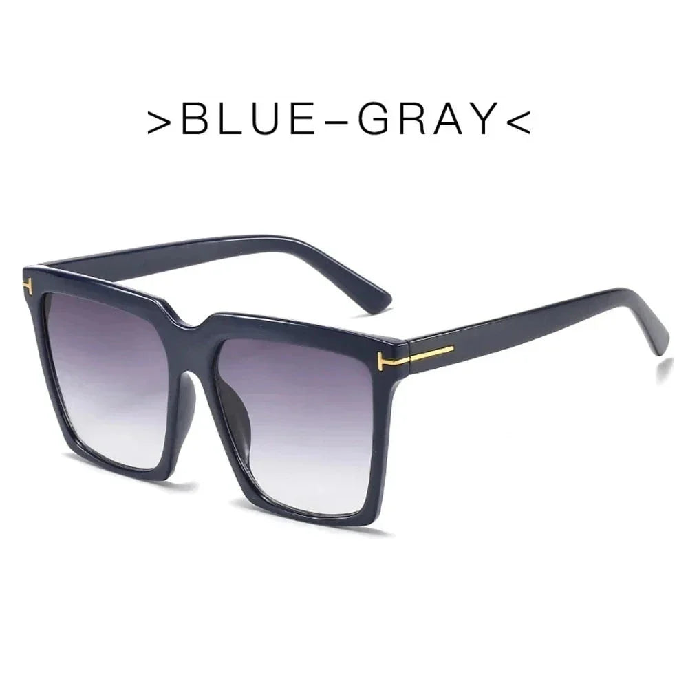 Chic oversized square sunglasses in black with gradient lenses for Kiwi women