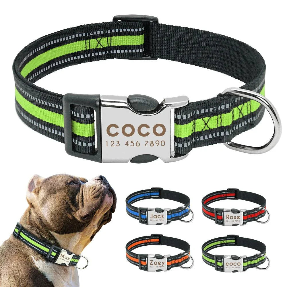 Striped reflective dog collar in vibrant red color, designed for the active New Zealand lifestyle