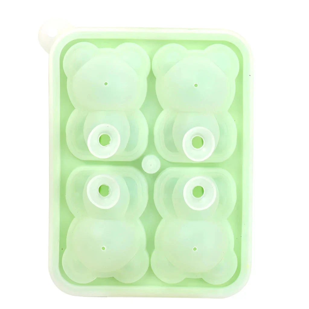 Adorable bear-shaped ice cube mold made of premium silicone for creating unique Kiwi-inspired frozen treats