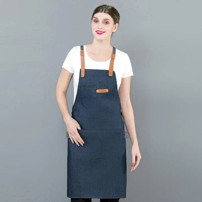 Long denim apron with matching chef's hat, perfect for Kiwi cooks of all levels