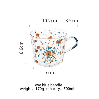 Boho Style Glass Tea Cup - Premium 500ml Capacity, Eco-Friendly Design, Perfect for Relaxing Tea Moments