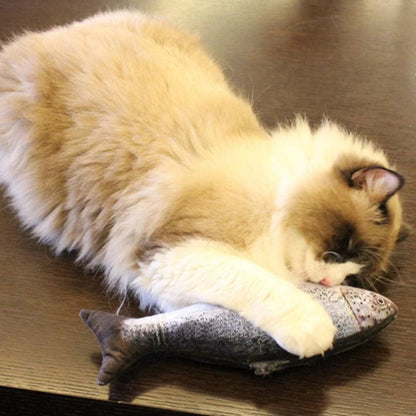 Kiwi-made plush fish toy for cats, designed to stimulate natural hunting instincts and provide a durable scratching surface