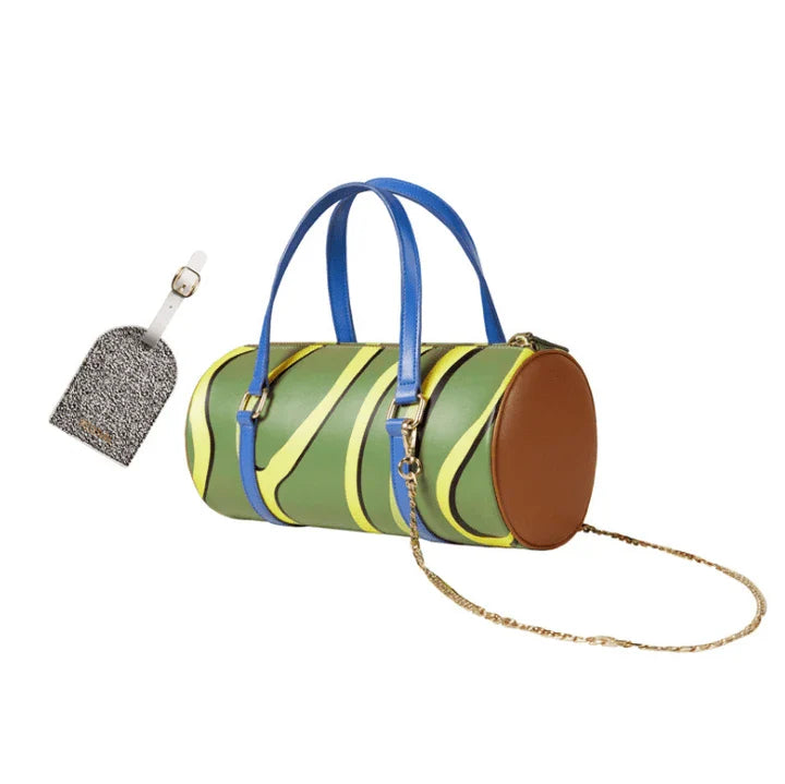 Premium PU leather bucket bag with adjustable shoulder strap and printed design, perfect for Kiwi lifestyle