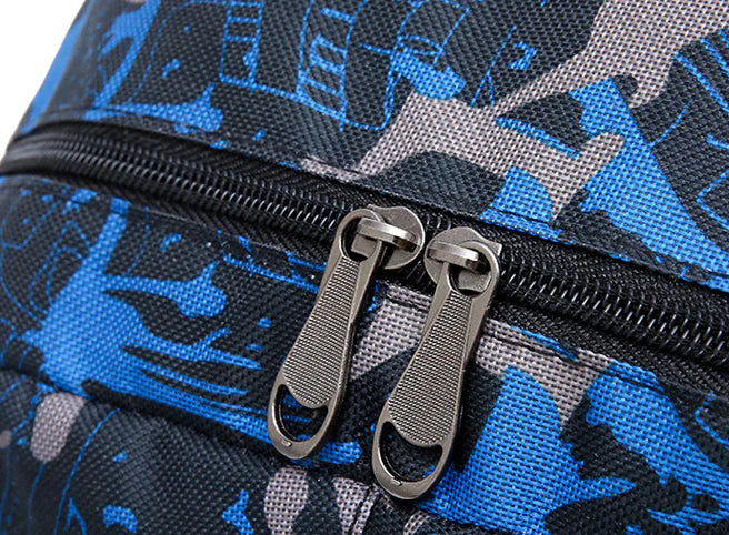 Flower-patterned nylon backpack with zipper opening and roomy interior, perfect for Kiwi students