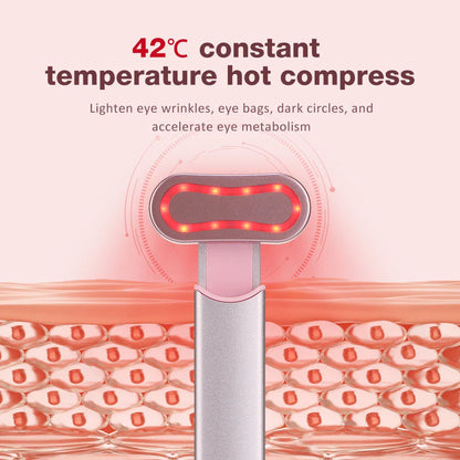 EMS Eye Beauty Massager with 360-degree rotating head, microcurrent technology, and warm compress therapy for reducing dark circles and wrinkles