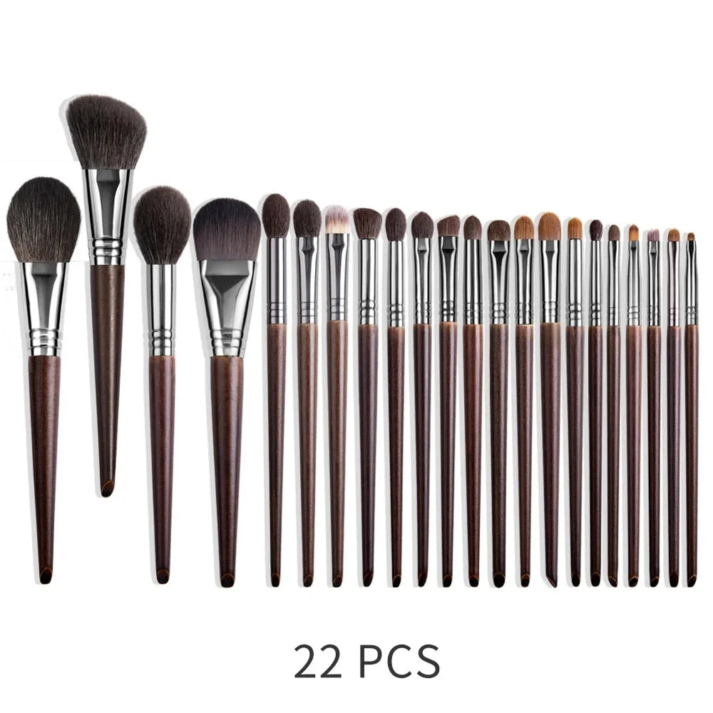 Premium 24-piece natural makeup brush set with sustainable Beech Wood handles and uncut natural bristles for flawless makeup application