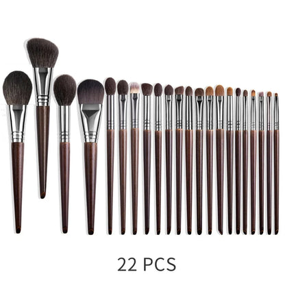 Premium 24-piece natural makeup brush set with sustainable Beech Wood handles and uncut natural bristles for flawless makeup application