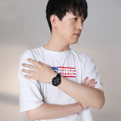 Stylish Multi-Function Quartz Waterproof Watch with a sleek design, durable mineral-reinforced glass, and comfortable leather strap