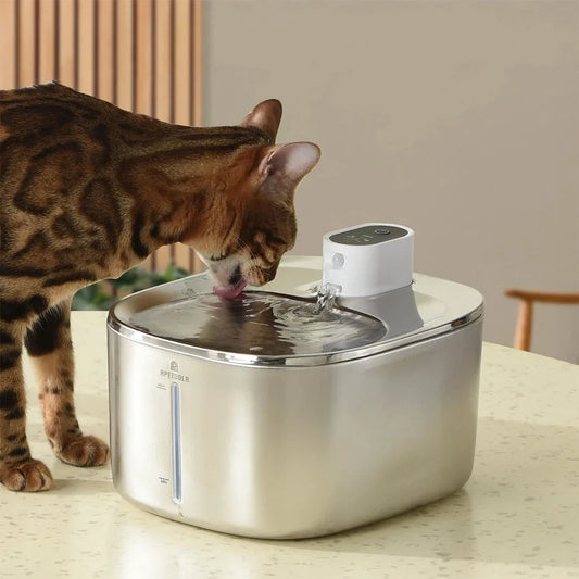 Wireless Stainless Steel Pet Water Fountain with Smart Sensor for Convenient Hydration