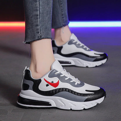 Stylish and comfortable women's sports shoes with thick, supportive soles in a trendy, hollow design