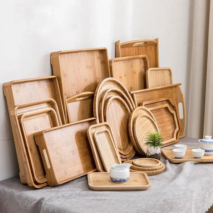 A beautiful, natural bamboo serving tray with a warm brown hue, perfect for hosting and organizing in any Kiwi kitchen.