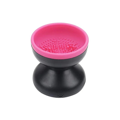 Compact electric makeup brush cleaner and dryer with USB-powered, silicone-crafted, and automatic cleaning features