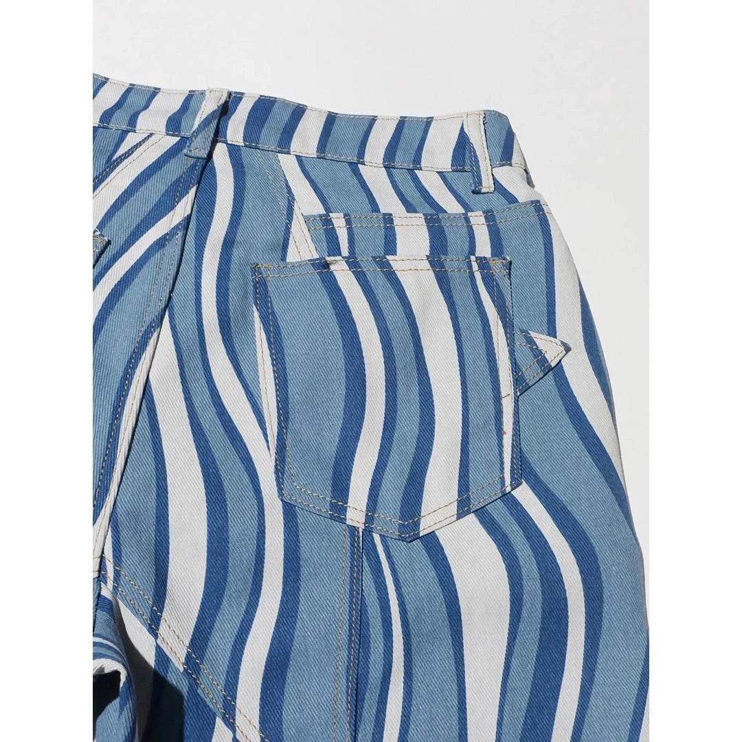 Versatile high-waist striped denim trousers in a modern, flattering design for Kiwi women's summer fashion