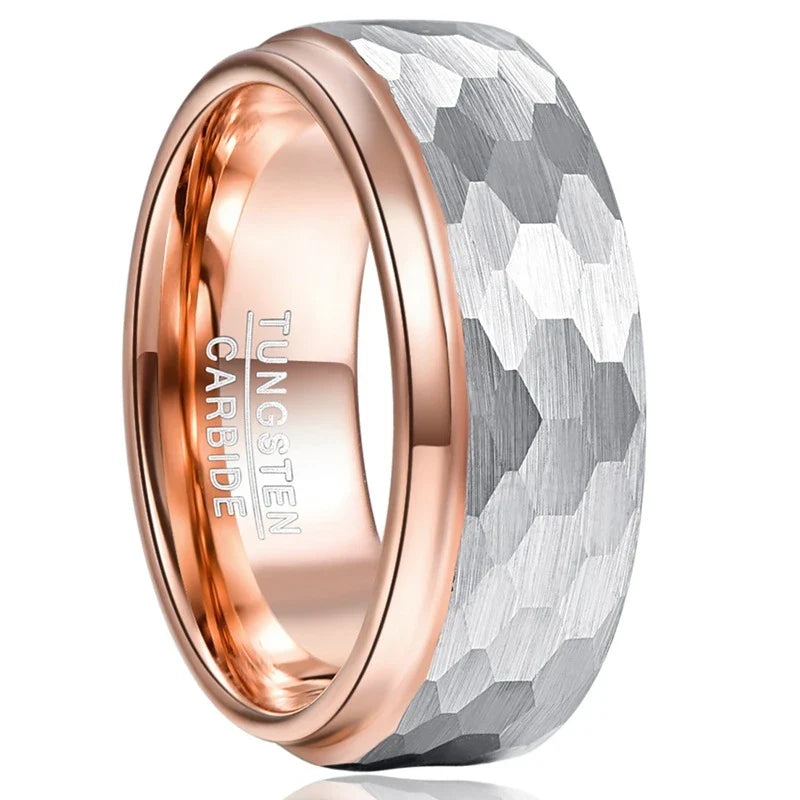 Rose gold-plated tungsten steel ring with a sleek, minimalist design for the fashion-forward Kiwi man