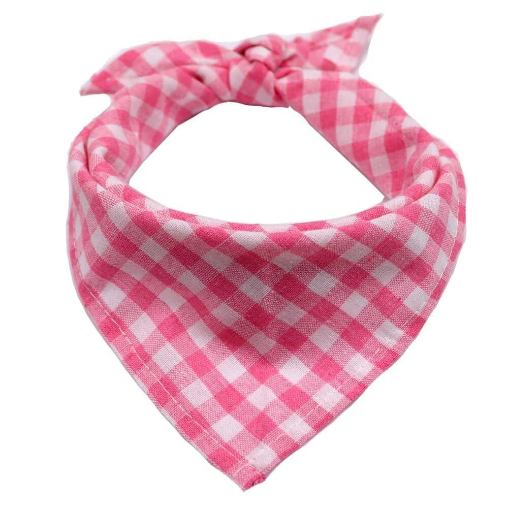 Stylish plaid bandana made of premium New Zealand cotton for pets, available in small and medium sizes