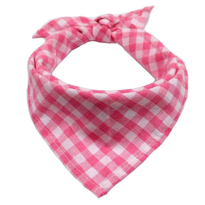 Stylish plaid bandana made of premium New Zealand cotton for pets, available in small and medium sizes