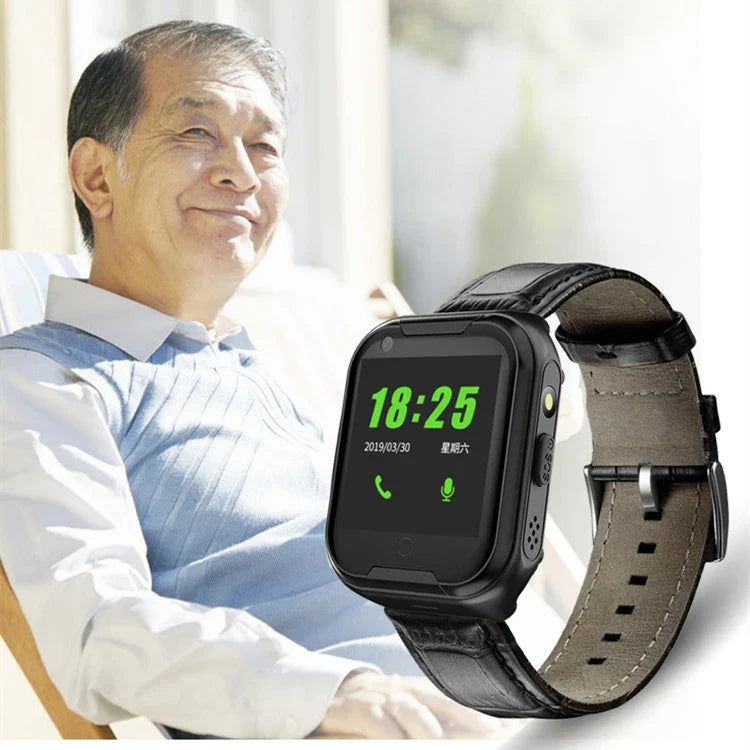 Elderly smart watch with blood pressure monitoring, fall detection, and GPS tracking capabilities