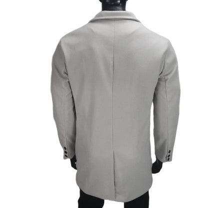 A stylish and warm wool coat for men, featuring a streamlined European-inspired design and practical side pockets.