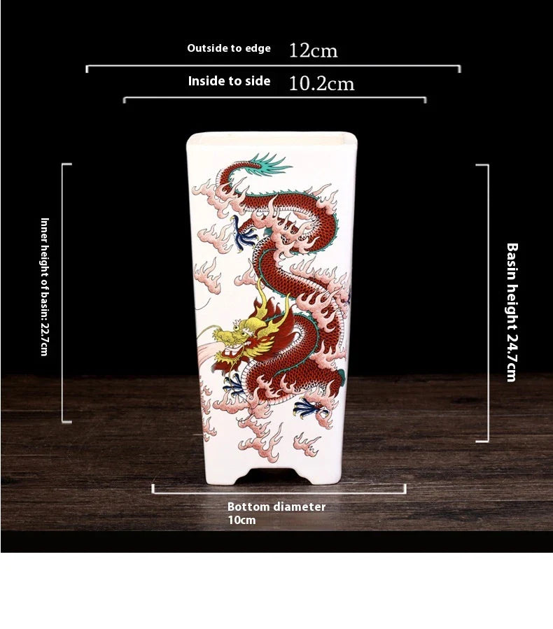 Stylish square ceramic planter in white, suitable for growing asparagus fern, orchids, and herbs on balconies or patios.