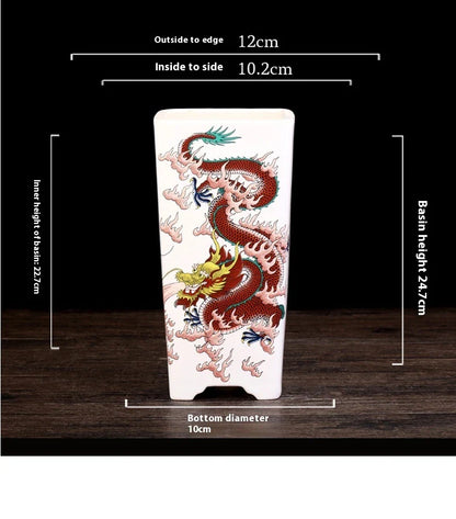 Stylish square ceramic planter in white, suitable for growing asparagus fern, orchids, and herbs on balconies or patios.