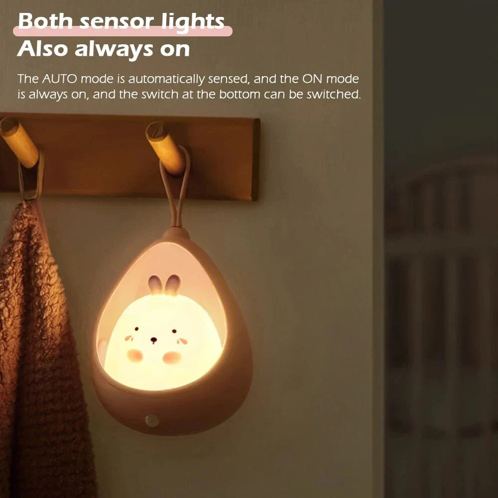 Cute animal-themed LED night light with motion sensor for Kiwi kids' bedrooms and nurseries