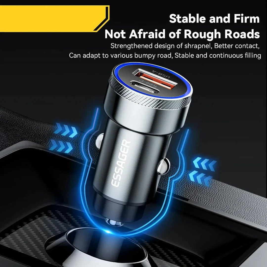 Trendha 54W Dual-Port USB Car Charger with Fast Charging Capabilities for Smartphones, Tablets, and Other USB-Powered Devices