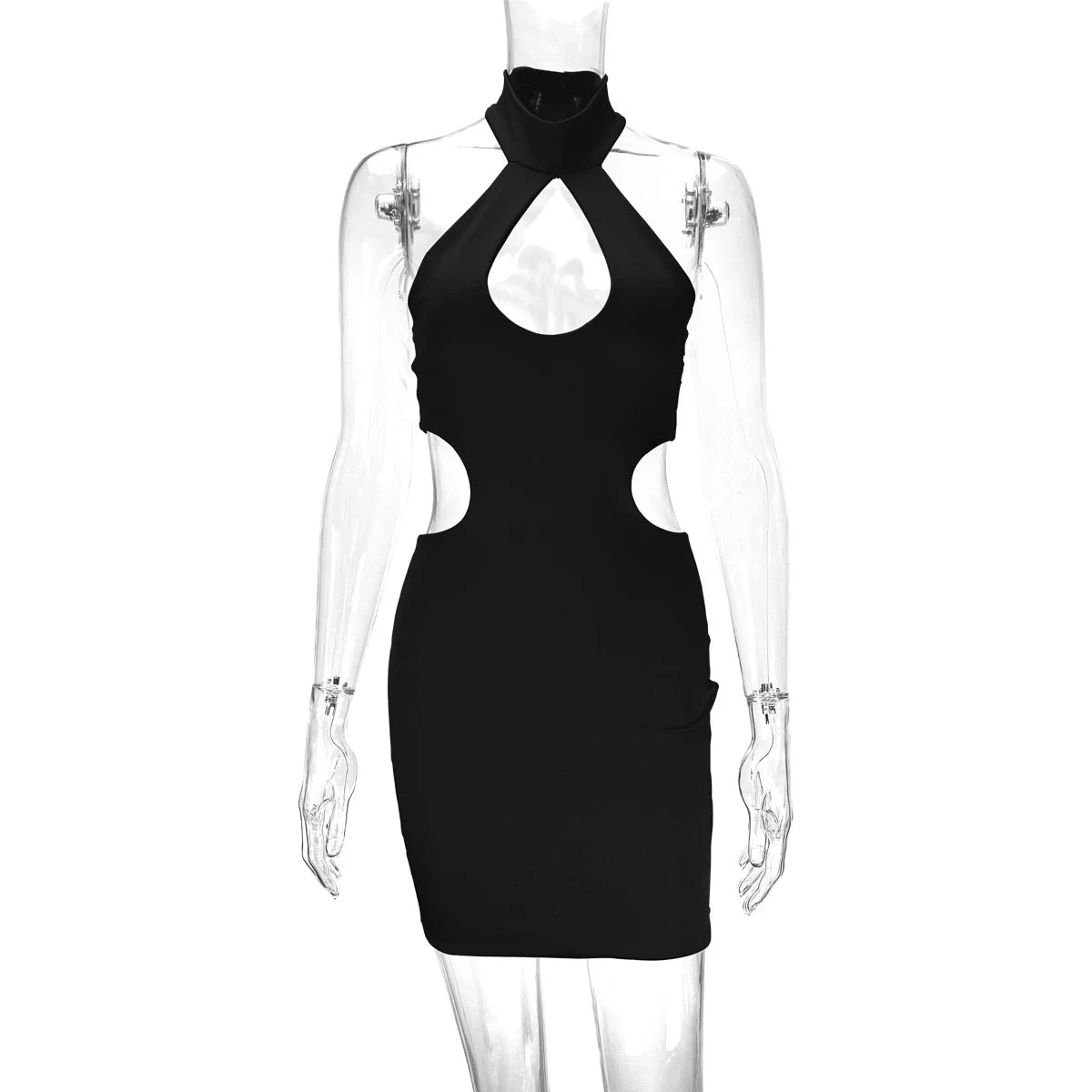 A stylish backless halter dress with trendy cut-outs, perfect for the Kiwi summer season.