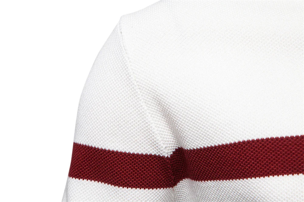 A stylish, slim-fit sweater in a modern colour-blocking design of Lake Green, White, and Grey, made with premium cotton for exceptional comfort and New Zealand casual style.