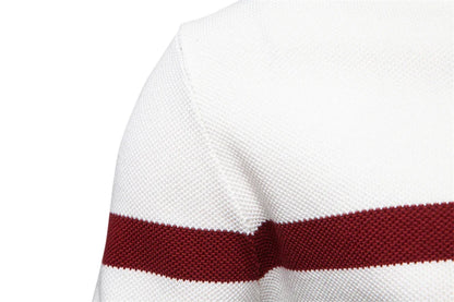 A stylish, slim-fit sweater in a modern colour-blocking design of Lake Green, White, and Grey, made with premium cotton for exceptional comfort and New Zealand casual style.