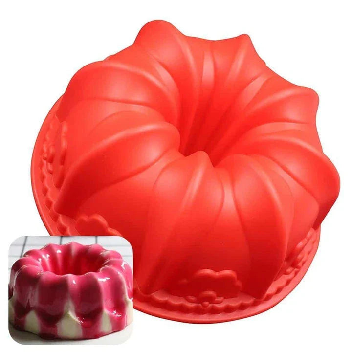 Flower-shaped silicone cake molds in vibrant colors, perfect for baking unique and eye-catching treats in New Zealand