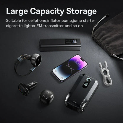 Portable Car Storage Bag for Kiwi drivers, organising phone, cables, and other car essentials