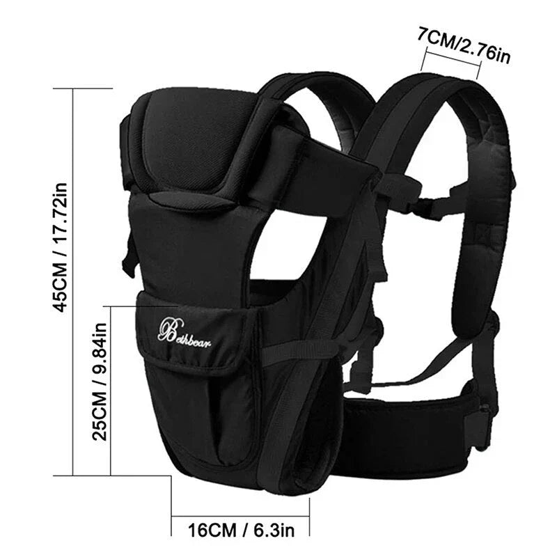 Versatile baby carrier backpack with four carrying positions for hands-free parenting