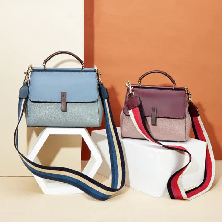 Stylish Stitching Bag: Premium Kiwi-made handbag with two-layer cowhide, stitching detail, and spacious, organized interior