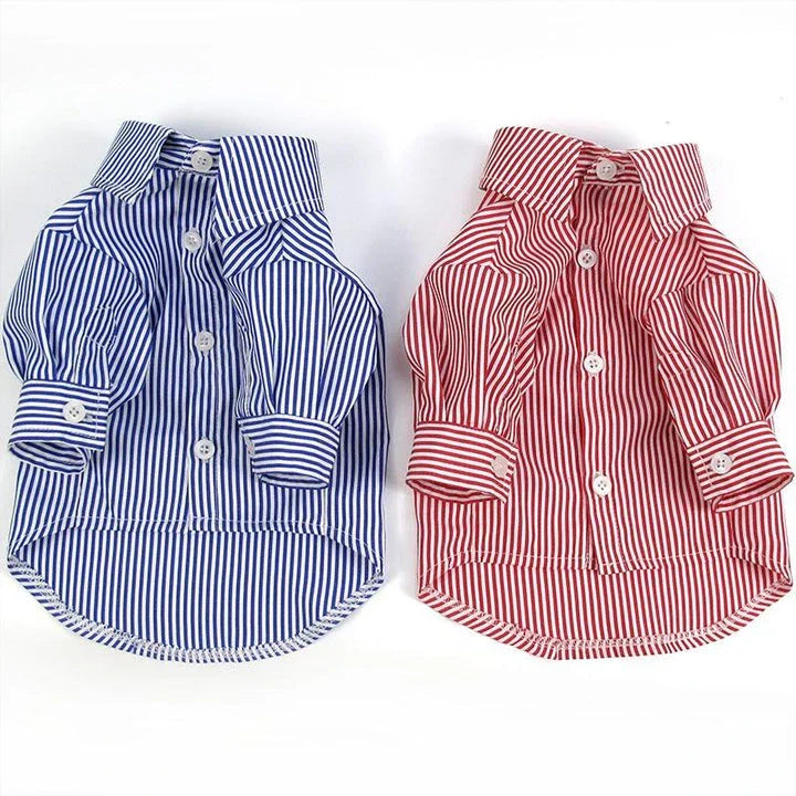 Comfortable and casual striped dog shirt made of soft, breathable Dacron fabric with easy button closure