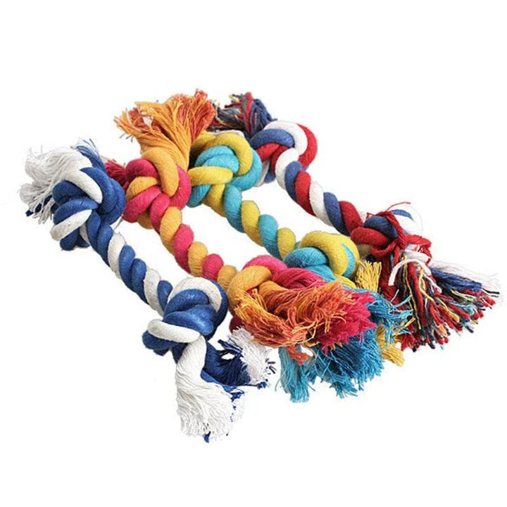 Eco-friendly cotton chew toy with braided design for dogs, made in New Zealand