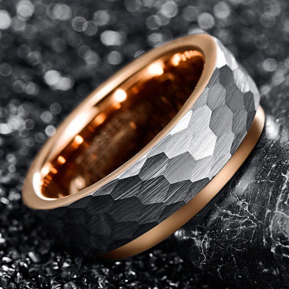 Rose gold-plated tungsten steel ring with a sleek, minimalist design for the fashion-forward Kiwi man