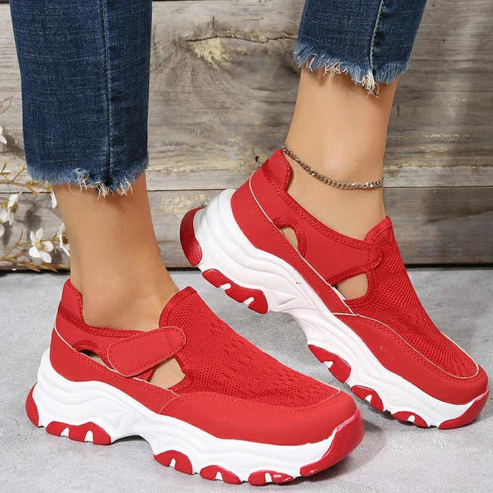 Stylish mesh sports shoes for women in various vibrant colours, featuring a breathable mesh upper and suede detailing for comfortable outdoor wear