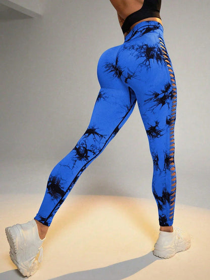 Tie-Dye Yoga Pants with Butt Lift and High Waist for Kiwi Ladies