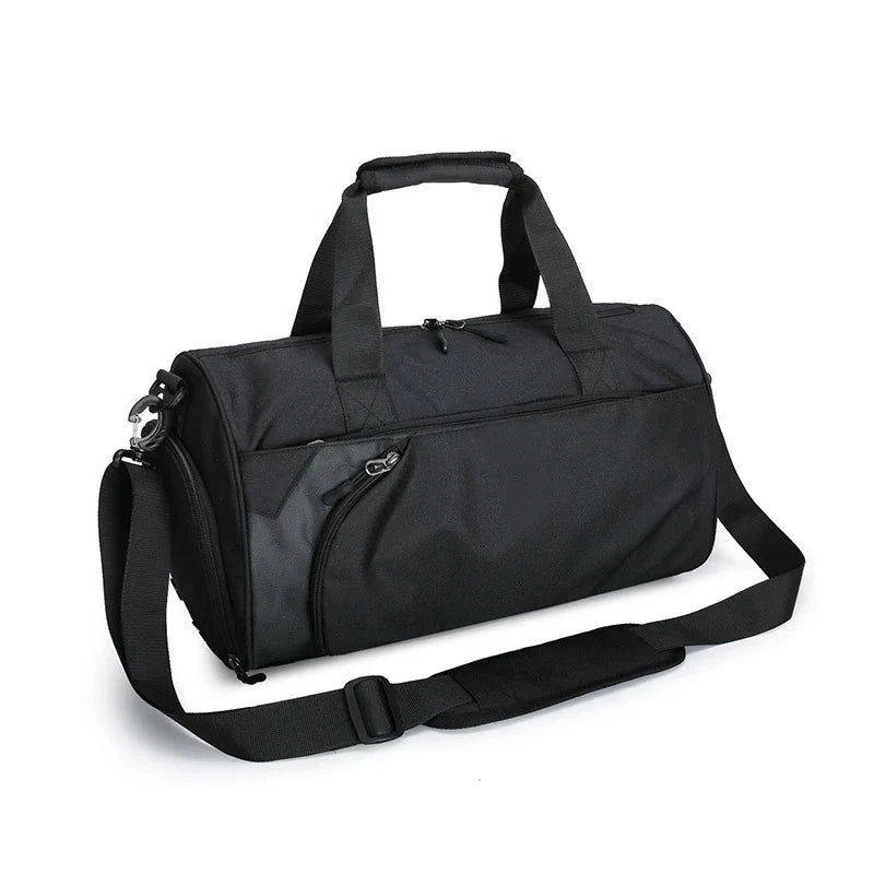 Versatile fitness bag with dry and wet compartments in classic Kiwi colours - red, blue, black, and dark grey