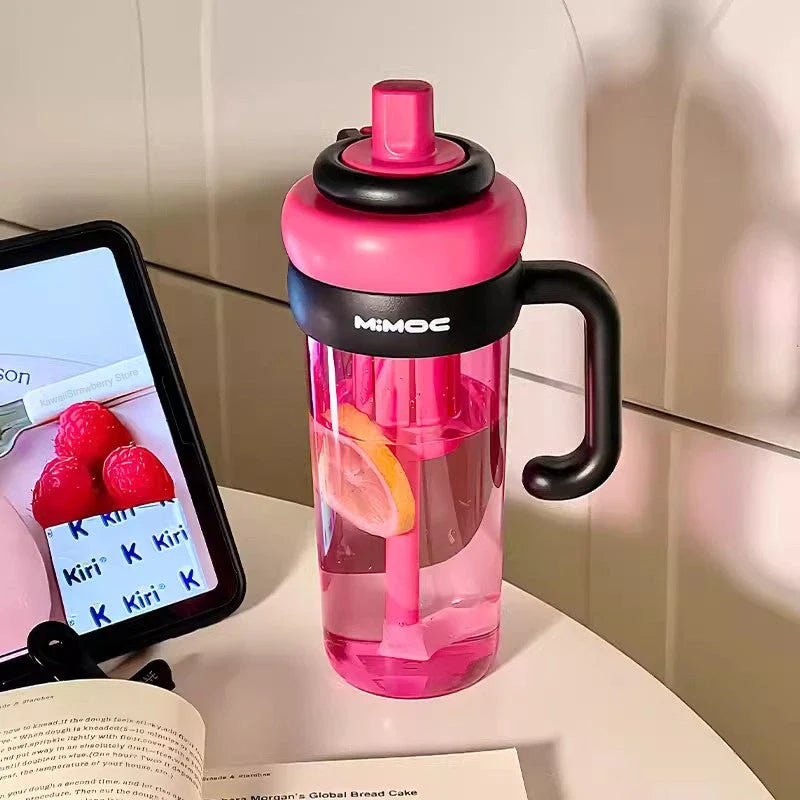 Trendha Multi-Use Sports Water Bottle with Straw, Tea Infuser, and Vibrant Pink Color