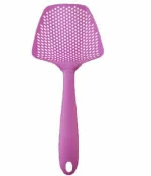 Eco-Friendly Nylon Colander Spoon in various colours, featuring a lightweight design and versatile 2-in-1 functionality for Kiwi kitchens.