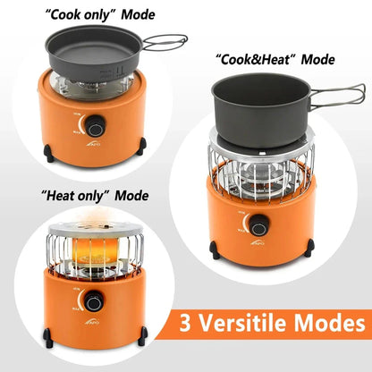 Versatile Portable 2-in-1 Camping Stove and Gas Heater for Outdoor Adventures