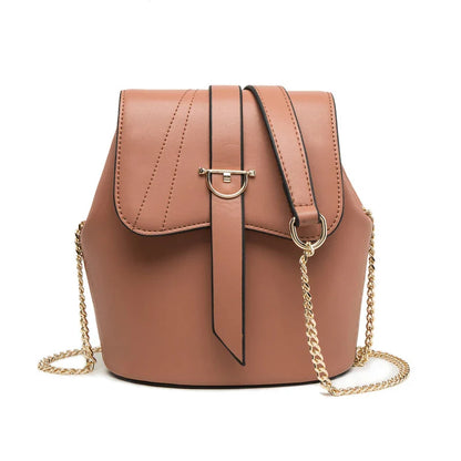 Large Capacity Chain Bag in Orange with Adjustable Strap and Stylish Chain Detailing