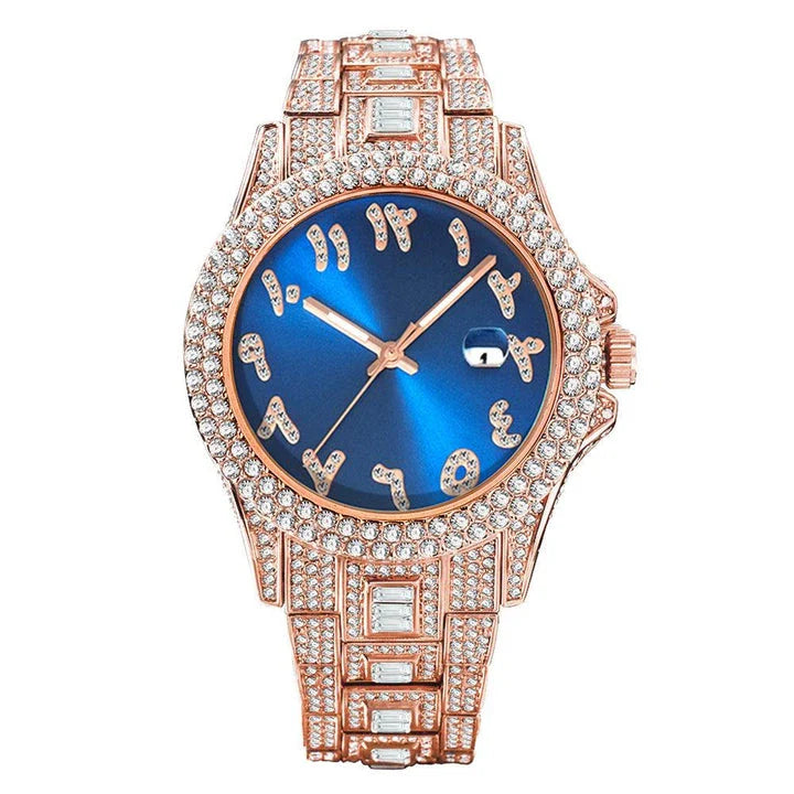 Elegant Kiwi-approved waterproof watch with diamond-encrusted dial and gold-plated strap
