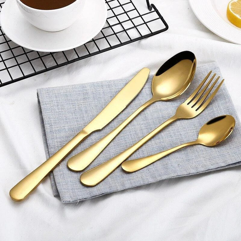 Shopfluxpro NZ Eco-Friendly Stainless Steel Tableware Set - 4 Pieces