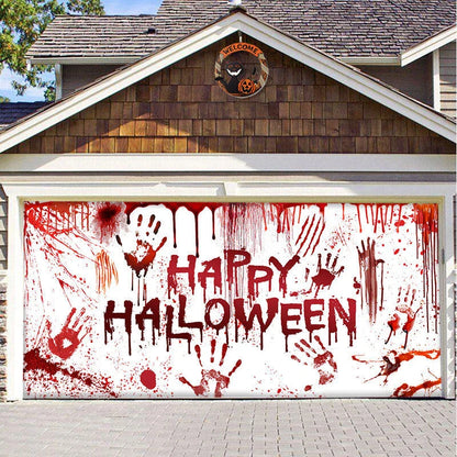 Halloween Hanging Cloth Garage Door Backdrop in abstract geometric pattern