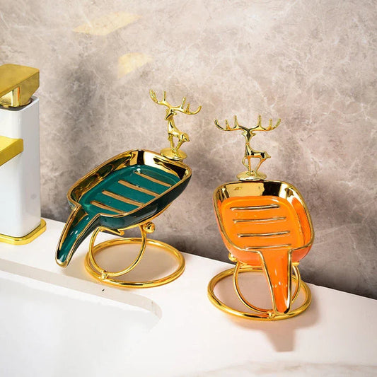 Premium ceramic soap rack with effective drainage system for organized, stylish bathrooms