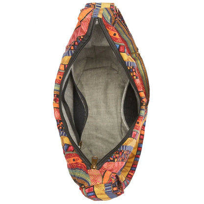 Bohemian Vintage Canvas Shoulder Bag with a unique geometric pattern, designed for the modern Kiwi woman.