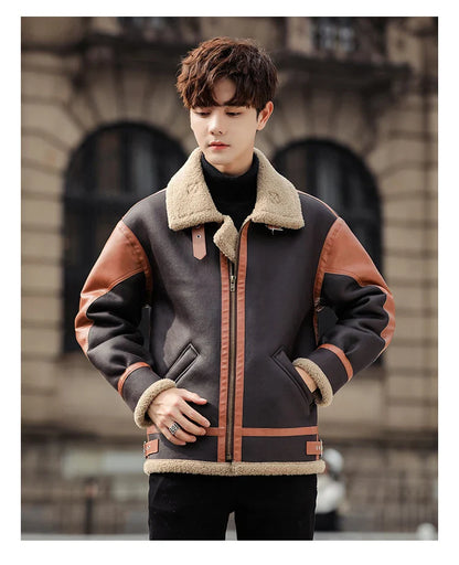 Stylish fur-lined casual coat in dark coffee color, perfect for Kiwi men of all sizes