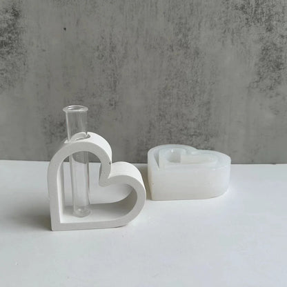 Unique heart-shaped silicone mold for creating custom hydroponic flower vases, plaster crafts, cement pieces, and candles